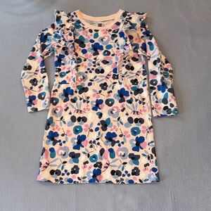 Tea Collection Girls' Floral Ruffle Long Sleeve Dress in Pink, Blue, Navy